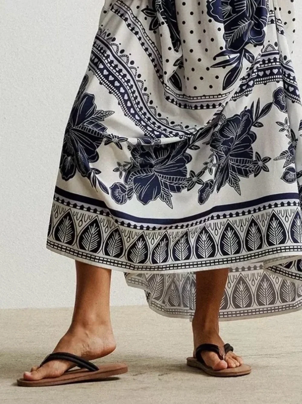 Boutique Black White Floral Maxi Shirt Dress L XL Modest Statement Boho Chic